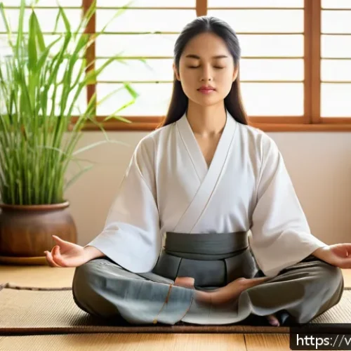 Home 17 패턴 인식 능력 향상을 위한 명상 기법 - A serene Vietnamese home meditation room bathed in soft natural light, featuring a calm young Vietna...